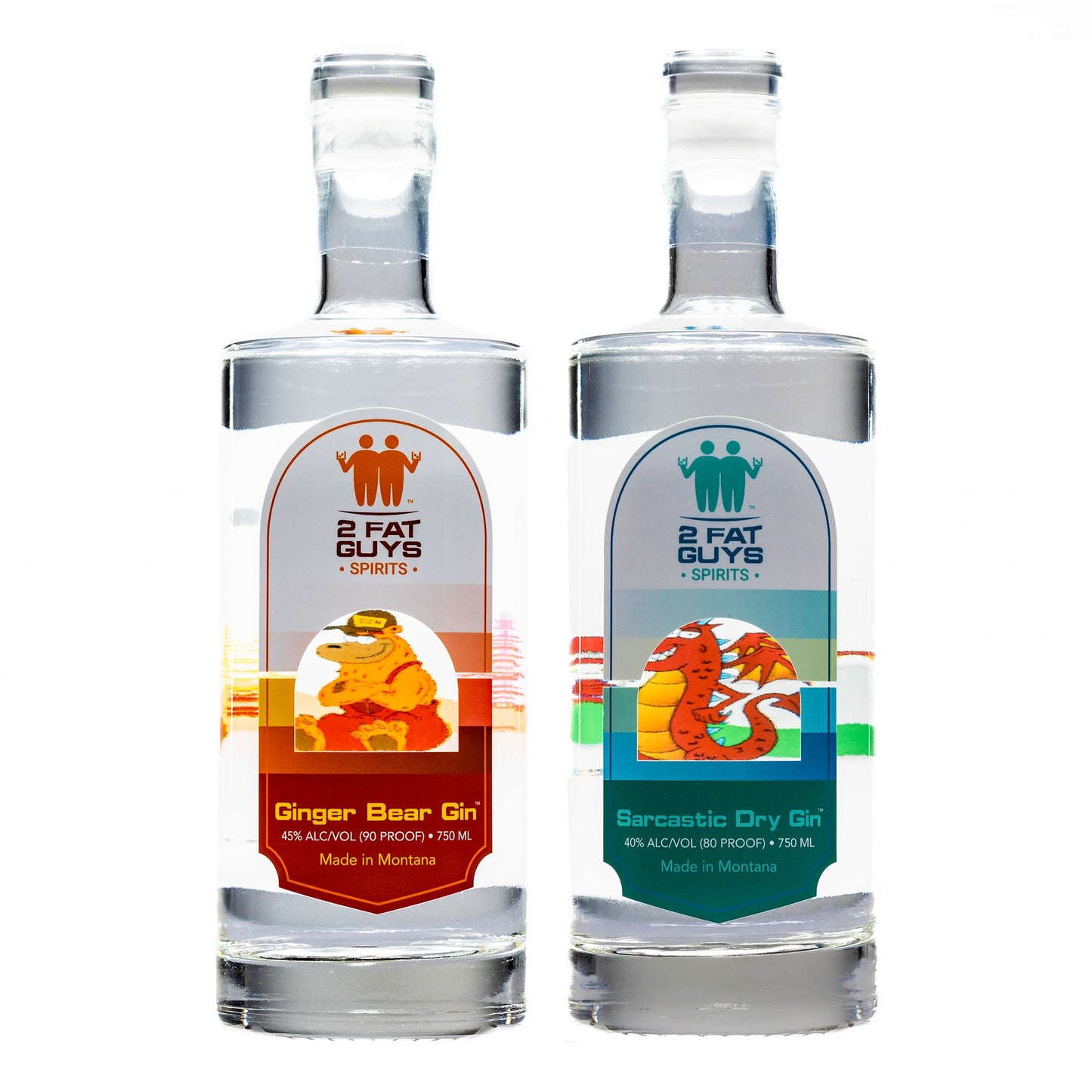 2 Fat Guys Ginger Bear Gin & Sarcastic Dry Gin 2-Pack